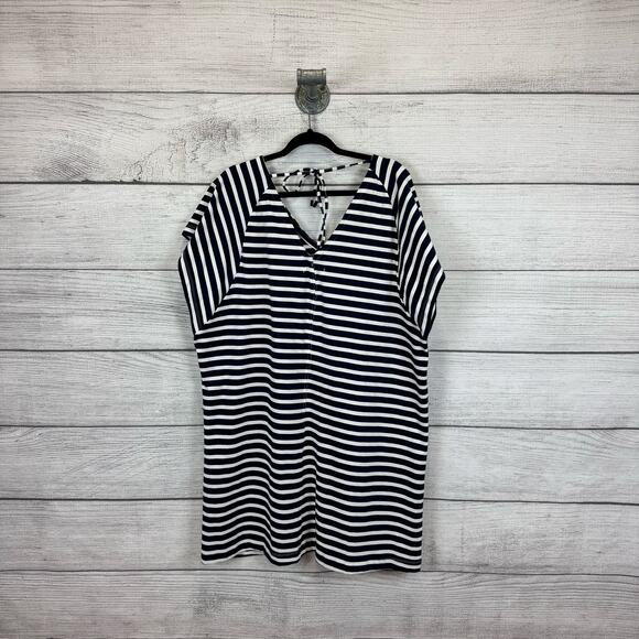 Free Assembly Plus Size Blue White Striped Short Sleeve Mini Dress Size XXXL - Picture 7 of 7